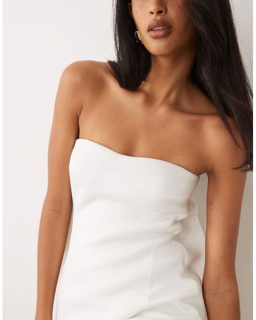 ASOS White Structured Bandeau Mini Dress With Bubble Back Detail