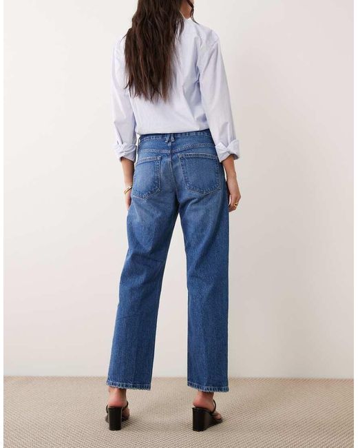 GOOD AMERICAN Blue Good Waist Vintage Straight Leg Ankle Length Jeans