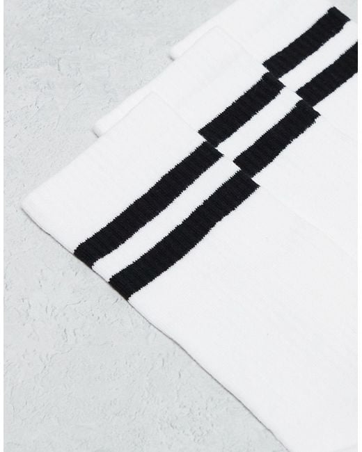 New Look White 3 Pack Stripe Sport Socks for men