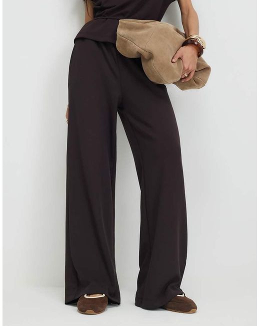 River Island Brown Premium Wide Leg Joggers