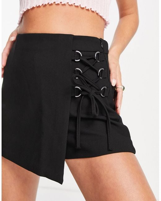 Bershka Black Ring Detail Mini Skort