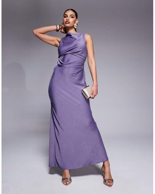 black and blue bridesmaid dresses Rent Asos Design Bridesmaid Satin Bandeau Maxi Dress With Button Back  Detail Blush main image 0