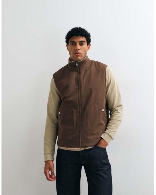 ASOS Brown Borg Lined Gilet for men