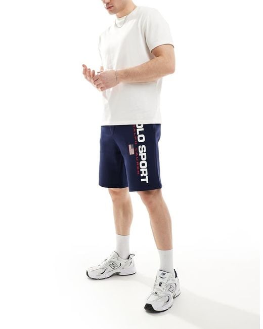 Polo Ralph Lauren Blue Sport Capsule Large Flag Logo Sweat Shorts for men