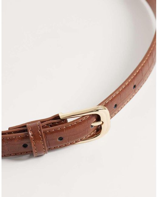 Mango Brown Faux Croc Belt