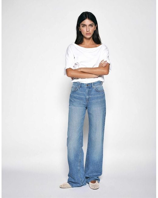 Jean droit ample - indigo Pull&Bear en coloris Blue