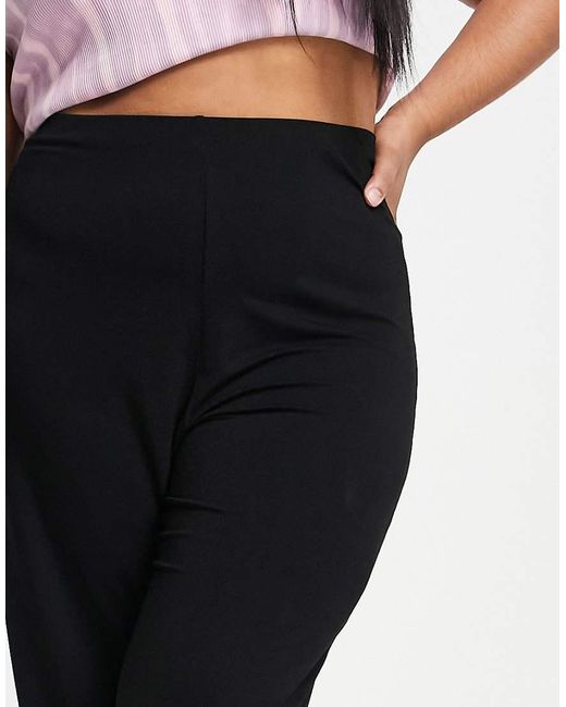 ASOS Black Asos Design Curve Basic Wide Leg Jersey Trouser