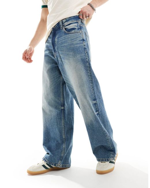 Bershka Blue Super baggy Jeans for men
