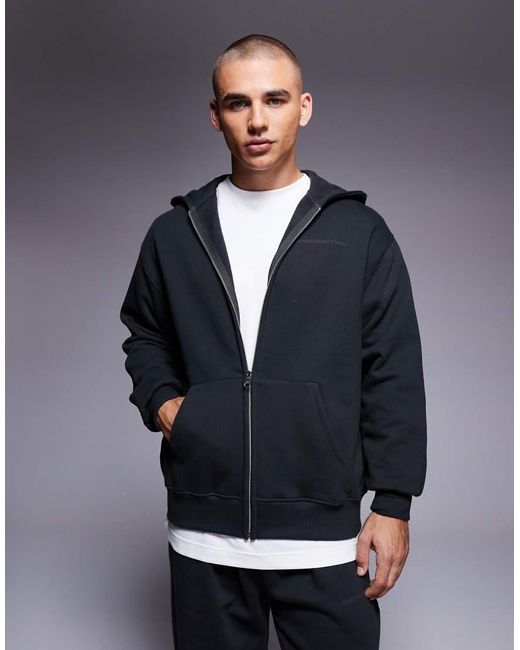 Good For Nothing Blue Vintage Relaxed Zip Through Hoodie for men