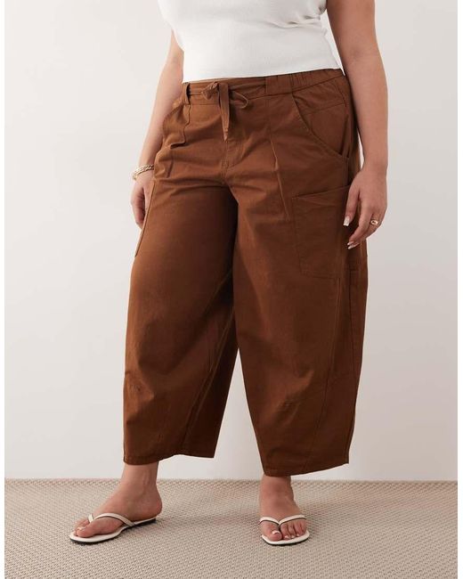 ASOS White Asos Design Curve Pull On Barrel Trousers