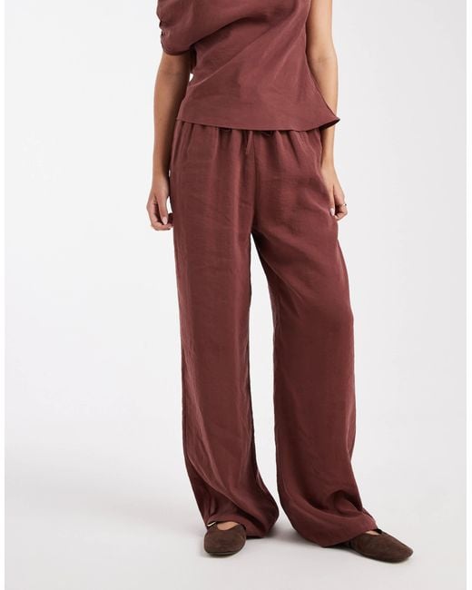ASOS Red Tie Waist Straight Leg Co-Ord Trouser