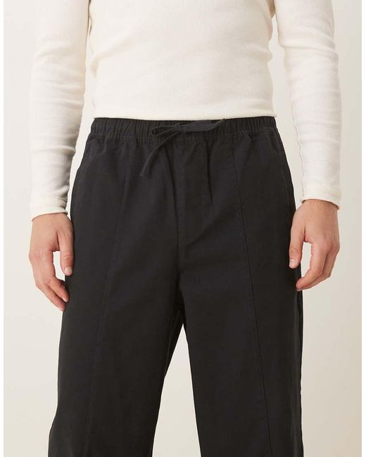 ASOS Black Relaxed Tapered Pull On Pants for men