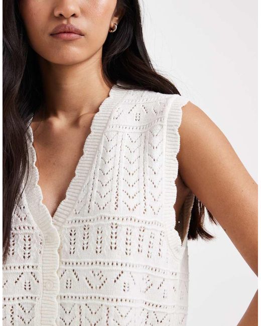 ONLY White Crochet Vest
