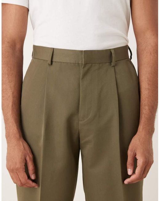 ASOS Natural Tailored Oversized Tapered Pants With Front Pleats for men