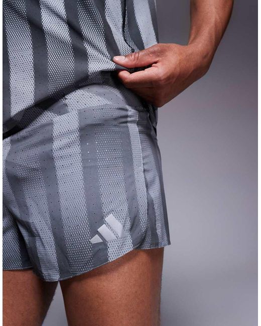 Adidas Originals Blue Adidas Running Adizero Shorts With Print for men