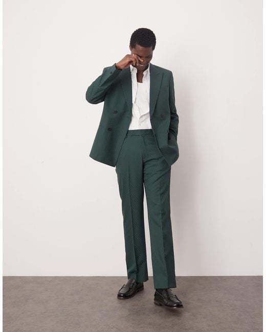 ASOS Green Double Breasted Regular Suit Jacket for men
