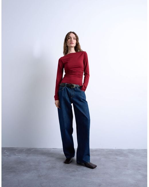 TOPSHOP Red – langärmliges oberteil aus modal