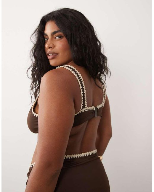 ASOS Black Asos Design Curve Whitney Whip Positano High Apex Triangle Bikini Top