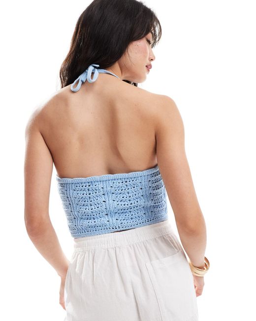 Vero Moda Blue Crochet Halter Top