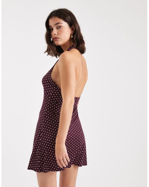 Miss Selfridge Purple Polka Dot Twist Front Mini Dress