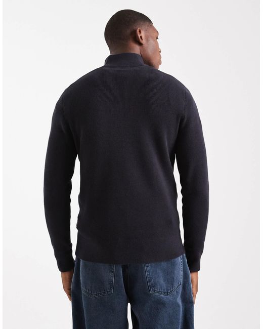 Pull à demi-fermeture éclair côtelé Only & Sons pour homme en coloris Black