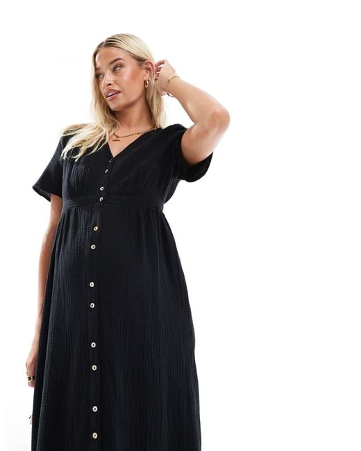 Vero Moda Black Buttondown Midi Dress