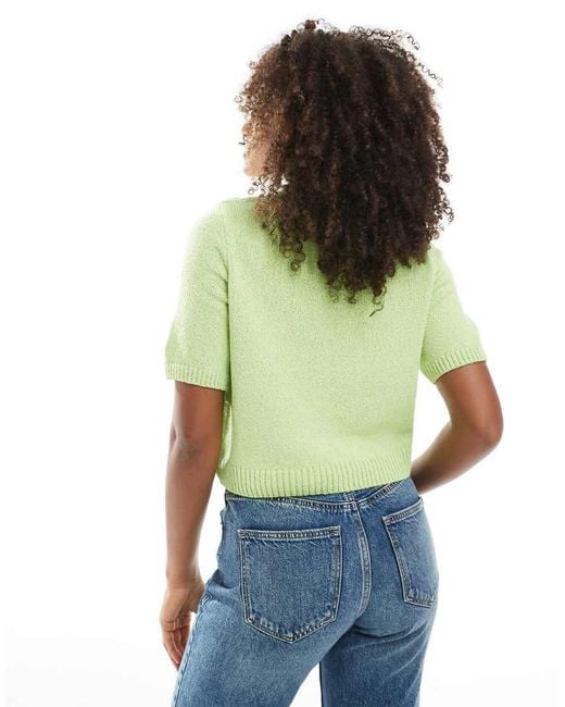 ASOS Green Knitted Boucle Half Sleeve Top