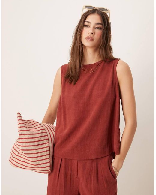 ASOS Shell Top Van Linnenmix in het Red