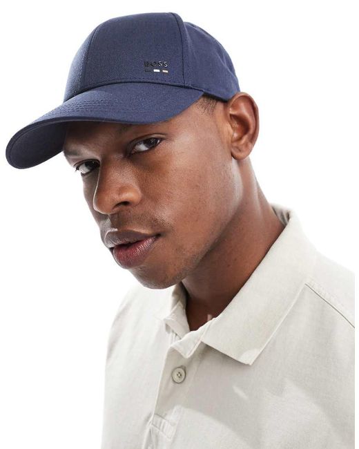 Boss Blue Boss Zed Icon Stripe Logo Cotton Baseball Cap for men