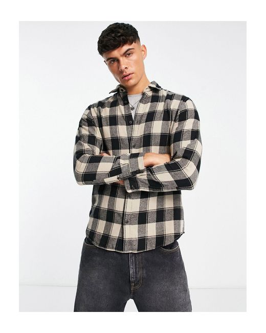 Jack & Jones Originals Check Flannel Shirt in Natural for Men | Lyst