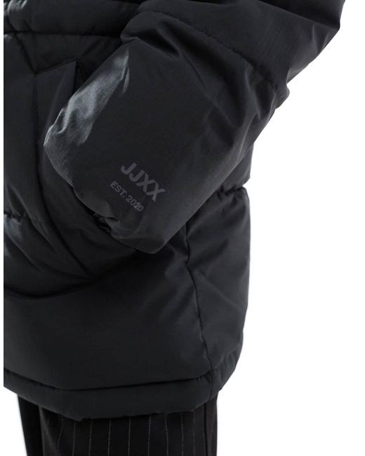 JJXX Black Drawstring Hooded Puffer Jacket