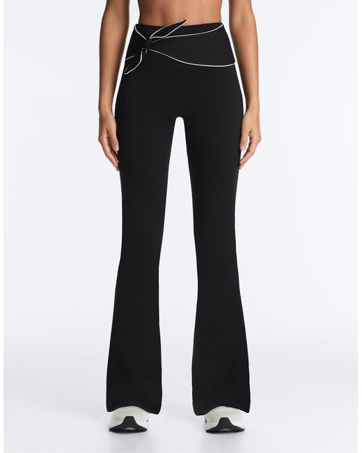 Oysho Blue Comfortlux High-rise Flare Trousers With Bow