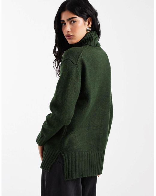 Threadbare Green – rollkragenpullover aus grobstrick