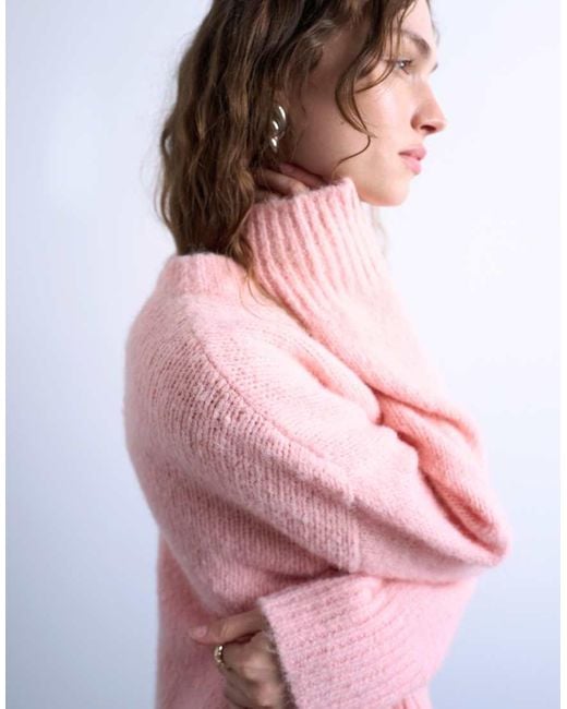 TOPSHOP Pink Knitted Wool Blend Fluffy Ultimate Jumper