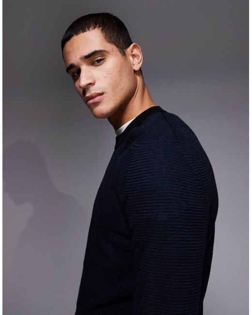 Boss Blue Aspoki Textured Sweater for men