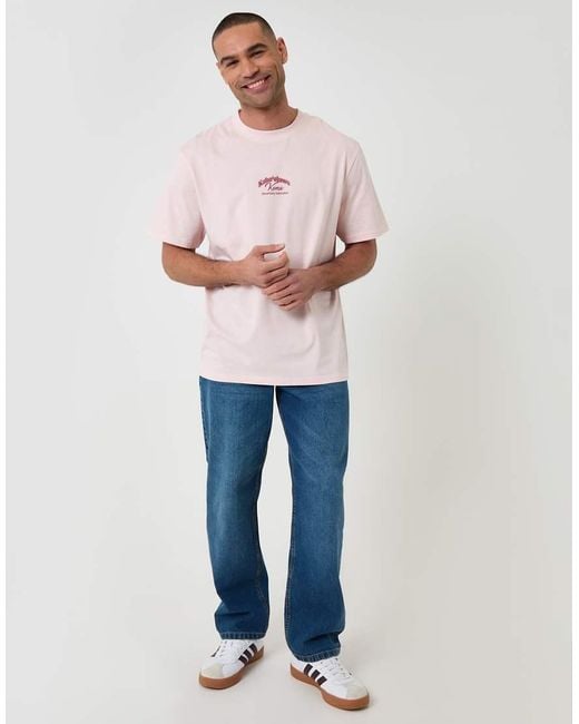 Threadbare Pink Relaxed Fit Graphic Cotton T-Shirt for men