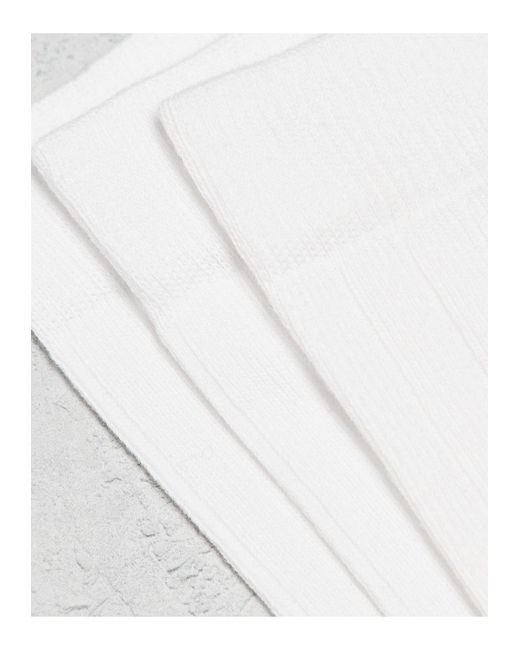 Confezione da 3 paia di calzini bianchi a coste di ASOS in White da Uomo