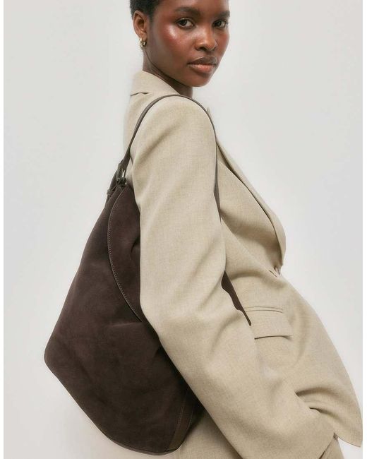 NA-KD Black Suede Overlap Tote Bag