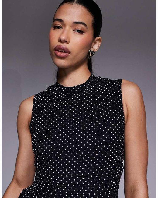 The Frolic Black Exclusive Sleeveless High Neck Pleated Drop Hem Dress