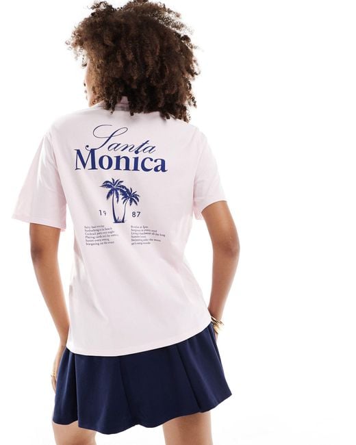 Camiseta con estampado "santa monica" Pimkie de color White