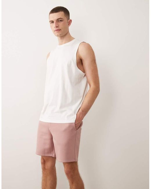 ASOS Natural Essentials Slim Mid Length Jersey Shorts for men