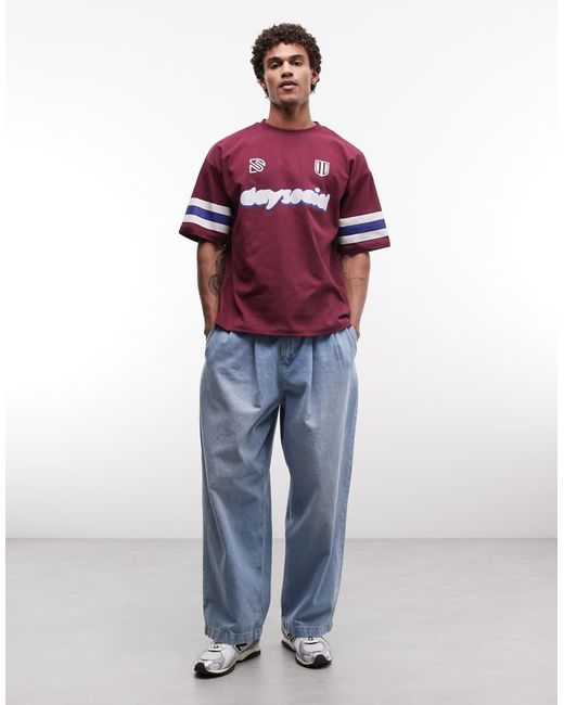 ASOS Red Oversized T-shirt With Football Bubble Graphic for men