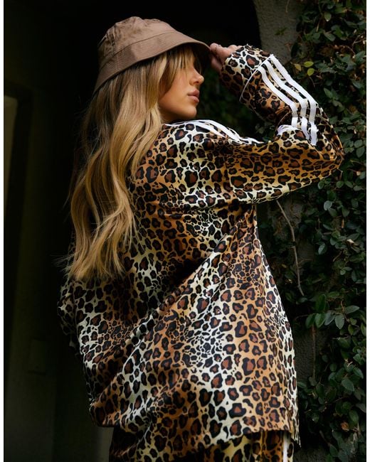 adidas Originals 'leopard Luxe' Satin Look Pyjama Style Shirt in Brown |  Lyst Australia