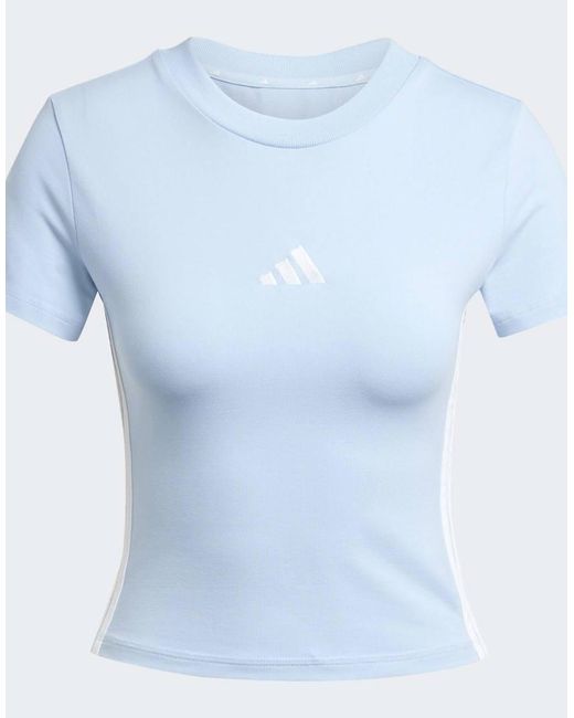 Adidas Originals Blue Essentials 3-Stripes Slim Baby Tee