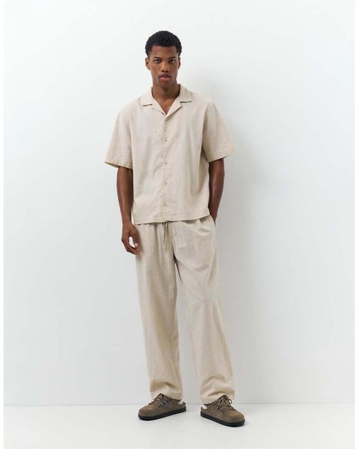 Camicia A Maniche Corte di Pull&Bear in Natural da Uomo