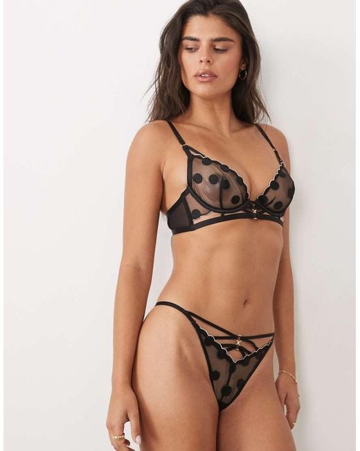 Ann Summers Brown Sweetest Spot Embroidery String Thong