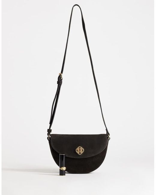 Gant White Real Suede Leather Half Moon Shoulder Bag