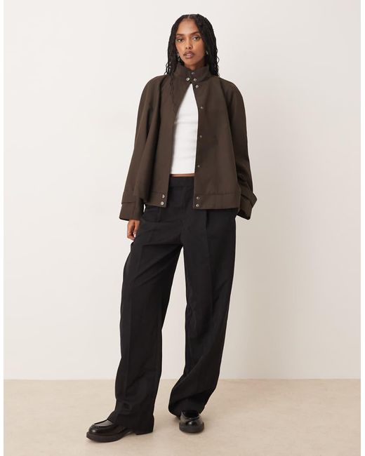 ASOS Brown Tailored Raglan Sleeve High Neck Swing Jacket