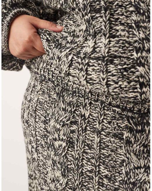 ARRANGE Gray Curve Cable Knit Column Midi Skirt Co-Ord