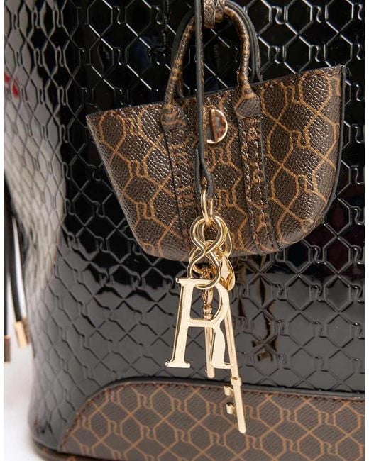 River Island Black Embossed Ri Monogram Shopper Bag